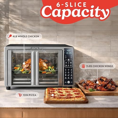 Gourmia Toaster Oven - 6-Slice Capacity, Digital Display, Stainless Steel
