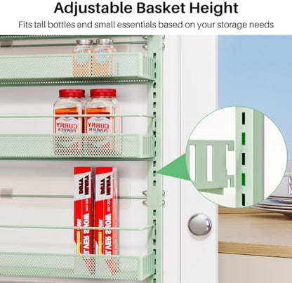 SNTD 8 Tiers Over the Door Organizer, 17" W x 6" D x 69" H, Green