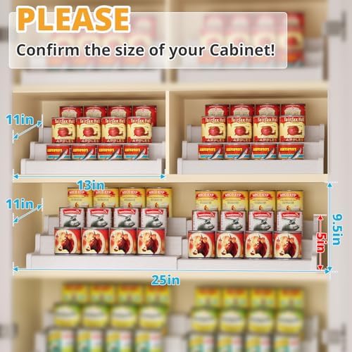 3-Tier Expandable Bamboo Can Organizer for Pantry, Holds 24 Cans, White