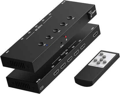 8K@60Hz HDMI 2.1 Switch 5 in 1 Out, 48Gbps Ultra HD 4K 120Hz, HDR10/Dolby Vision