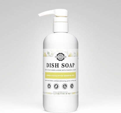 Rustic Strength Concentrated Dish Soap, Lemon & Eucalyptus Scent, 16 oz | High Lathering,Powerful Plant-Based Cleaning,Crisp Refreshing Aroma,Grease Cutting Formula,Tough on Dishes