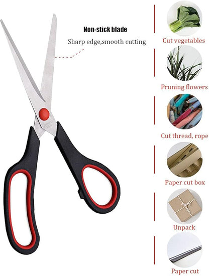 Scissors, 8.5 Inch Ultra Sharp Shears, Comfort-Grip Handles Household