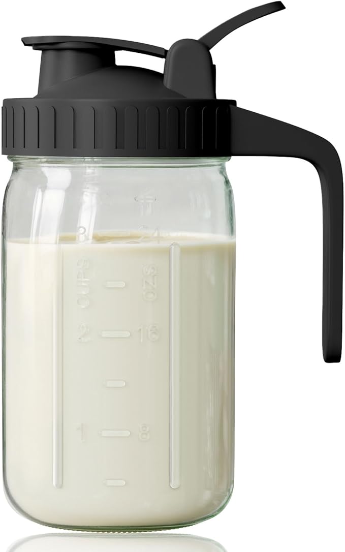 Breast Milk Pitcher, Mason Jar 32 oz, Wide Mouth Jar