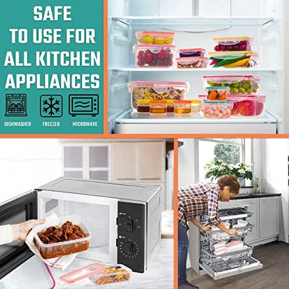 38 Pcs Large Food storage containers-85 oz to Small Container Stackable Kitchen storage bowls sets-BPA Free Leak proof Plastic food Storage Containers with lids airtight-Microwave freezer safe