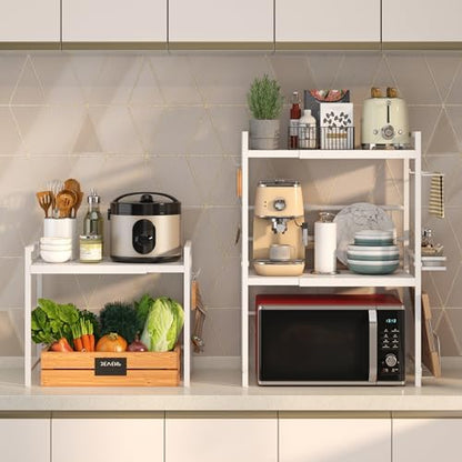 DOLALIKE Expandable Microwave Stand Kitchen Countertop Organizer, White