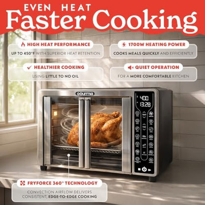 Gourmia Toaster Oven - 6-Slice Capacity, Digital Display, Stainless Steel