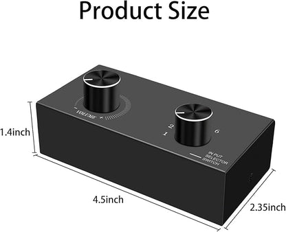 6-Way Audio Switcher, 3.5mm Stereo Audio Switcher, Plug & Play Compatible