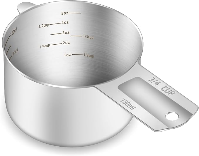 1PCS 3/4Cup Single Measuring Cup, Etched Inner Scale Stainless Steel Measure