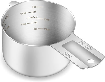 1PCS 3/4Cup Single Measuring Cup, Etched Inner Scale Stainless Steel Measure