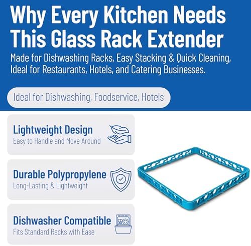 Carlisle FoodService Products OptiClean Open Glass Rack Extender for Commercial Kitchens and Restaurants – 19.75" x 19.75" x 1.75" Dishwasher Glass Rack Extender – Honeycomb Design, Blue, (Pack of 6)
