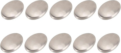Stainless Steel Soap, 304 Food Grade Odor Eliminator Bar for Kitchen Hands Fish Garlic Onion Smell Remover 6.5x5cm 10 Pack