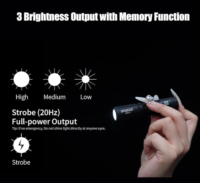 Manker E05 II High Output EDC Flashlight Eeay to Carry, for Camping, Hiking (Sand, 1300 Lumens 6500K Cool White)