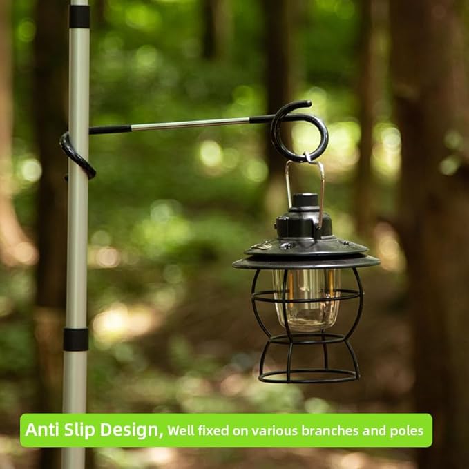Camping Lantern Hooks, Outdoor Lighting Hooks for Camping Tent lamp Hanger, Bird feeders, Garden Lights, Lanterns, trinkets ; Sturdy Pole Hook for Tent Light, 3 pcs (Large & Long)