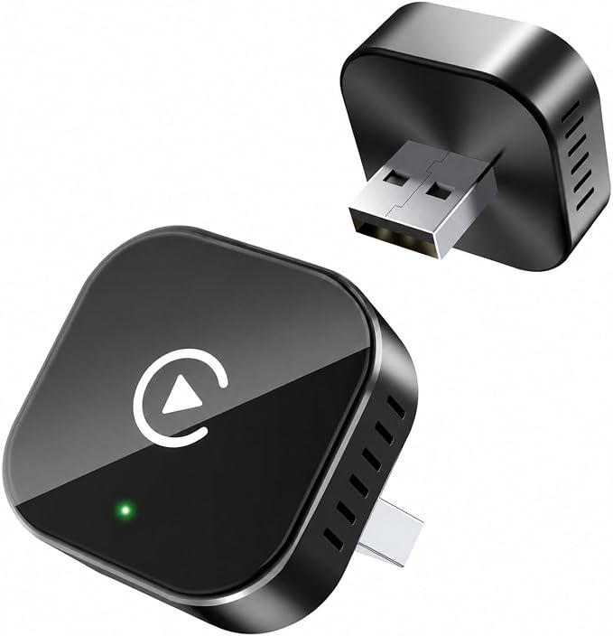 2 in 1 CarPlay Adapter for Macan S GTS Turbo T, CarPlay Wireless Adapter with Auto Reconnect Fast Pairing Bluetooth Connection Compact USB Dongle,B/Black-Side Heat Dissipation
