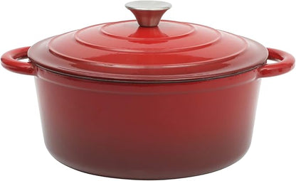 Gibson Home Addlestone 5-Quart Red Enamel Cast Iron Dutch Oven
