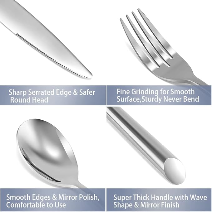 DEACORY Silverware Set Flatware Set Stainless Steel Cutlery Set with Streamlied Handle Mirror Finished Heavy 20 Pieces Home Kitchen Daily Use Wedding Housewarming Gift Dishwasher Safe Service for 4