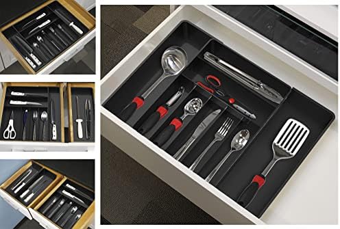 Simple Houseware Expandable Kitchen Drawer Flatware Organizer, Black
