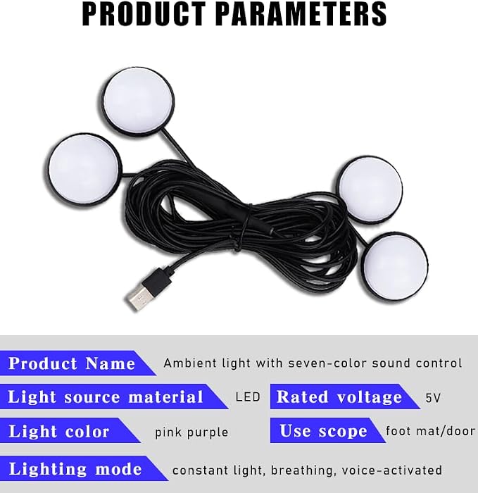 Car Interior LED Lights,Car Accessories, Automotive Ambient Neon Light Kit with USB Port, Gifts for Men and Women, 4 in 1 Decoration Lights for Car, Garden, Home, Party (Pink)