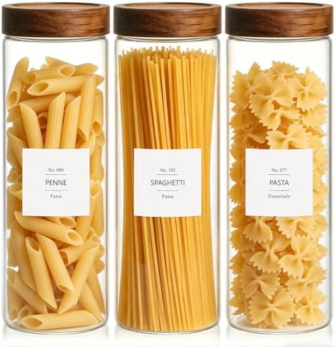 KEYWING 64oz Pasta Storage Containers with Lids, Glass Spaghetti Containers
