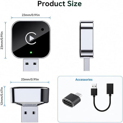 Wireless CarPlay and Android Auto Adapter for Bentley Flying Spur 2020-2025- Mini Plug and Play Converter for Stable Connection