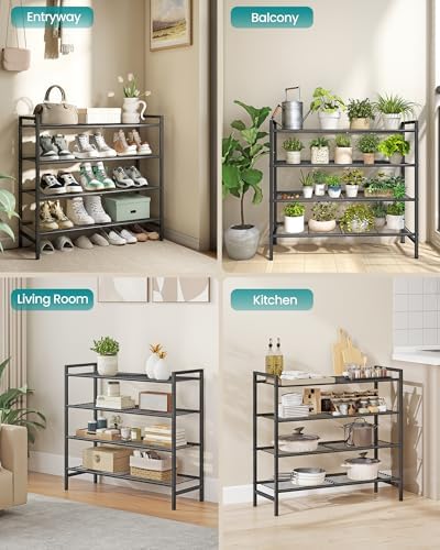 SONGMICS 4-Tier Metal Shoe Rack, Vertical Shelf, Holds up to 20 Pairs
