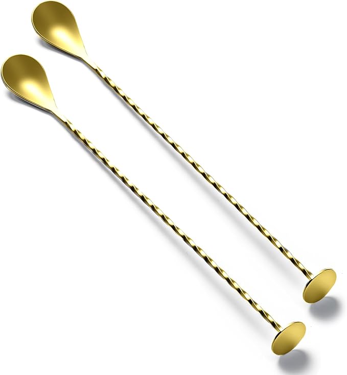 BRIOUT 2 Pcs Bar Spoon, 12 Inches Long Handle Drink Stirrer, Stainless Steel