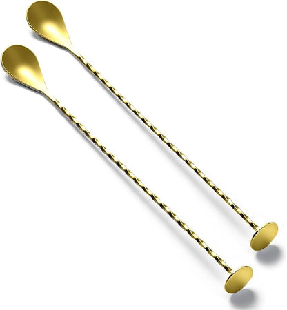 BRIOUT 2 Pcs Bar Spoon, 12 Inches Long Handle Drink Stirrer, Stainless Steel