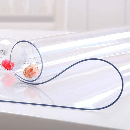 NECAUX Custom 48 x 52 Inch Clear Table Cover Protector, 1.5mm Thick Plastic Waterproof Heavy Duty Desk Pad Mat Non-Slip Tablecloth Protector for Coffee Table, Sofa Table, Media Stand, Countertop