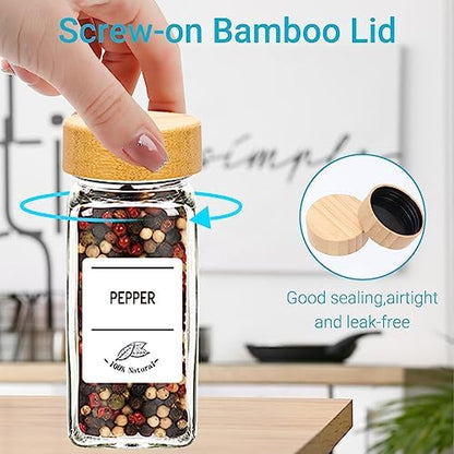 4 oz Glass Spice Jars with Bamboo Lids,16 Pack Spice Bottles