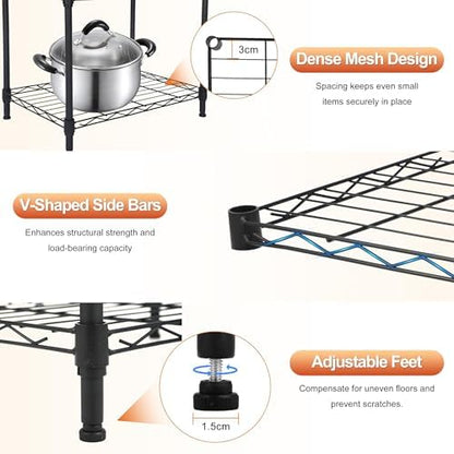 Whitmor 5 Tier Storage Shelves, Heavy Duty Metal Shelving, 400 lbs Capacity per Shelf, 2000 lbs Total, Easy Assembly for Kitchen, Garage, Plant, 18" L x 12" W x 50" H, Black