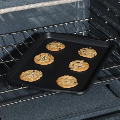 Oster Teston 15 x 10 Inch Cookie Baking Sheet, Nonstick Carbon Steel Bakeware Pan, Matte Black, PFAS-Free, Warp-Resistant, Oven-Safe