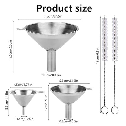 3-Piece Stainless Steel Kitchen Funnel Set