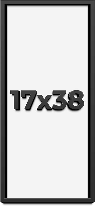 17x38 Shadow Box Frame Black | 1 Inch Deep Solid Wood Shadowbox Display Frame |
