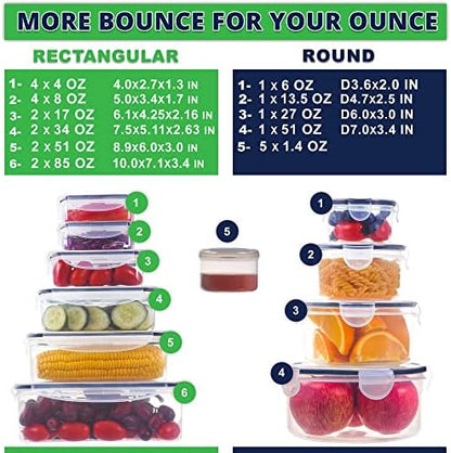 RockBerry 50 Pcs Large Food Storage Containers with Lids Airtight-85 OZ to small Containers-Total 526OZ Stackable Kitchen Set -BPA Free Leak proof containers- Freezer Microwave safe