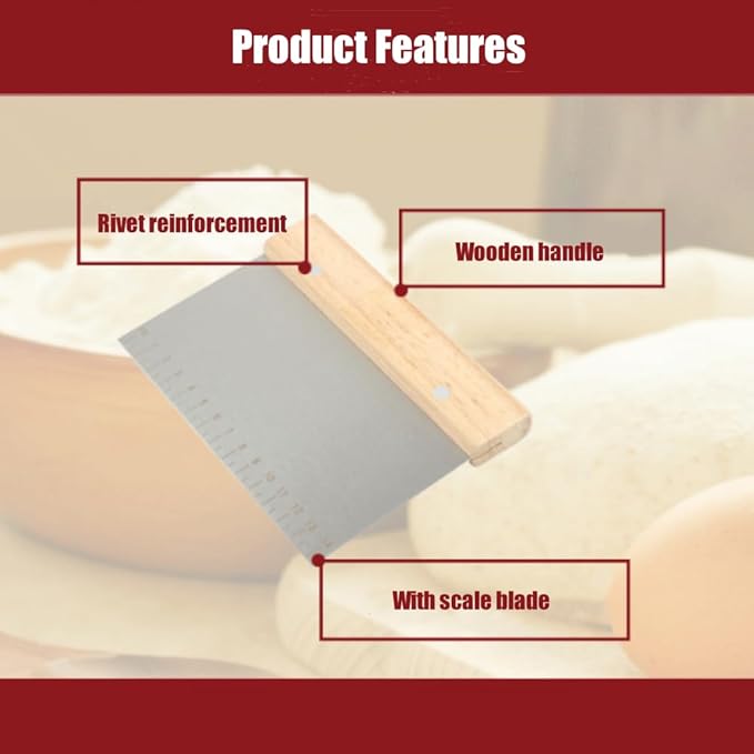 4 PCS Bench Scraper, Scraper Food Tool, Dough Scraper and Pastry Cutter