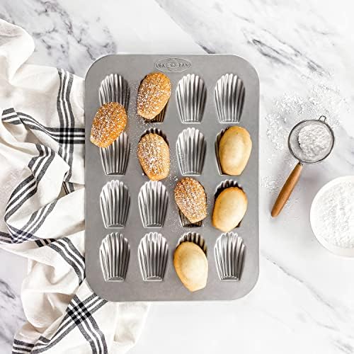 USA Pan Bakeware Nonstick Madeleine Pan, 16 Well