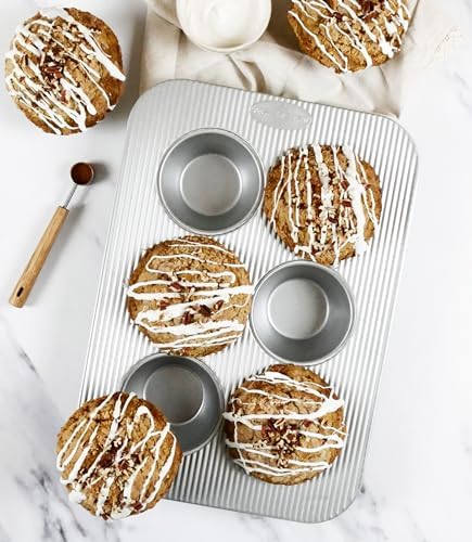 USA Pan Jumbo Texas Muffin Pan, 6 Well, Nonstick & Quick Release Coating, Aluminized Steel