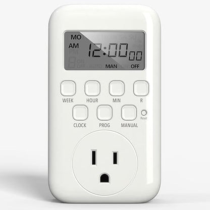 BN-LINK Indoor Digital Timer Outlet, Single Outlet 7 Day Programmable Light