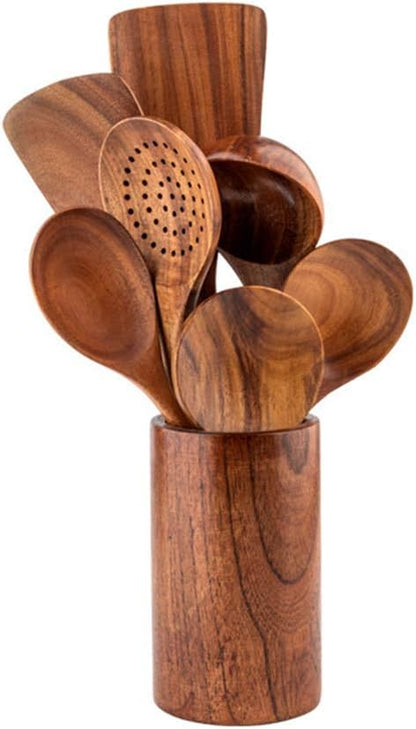 Teak Kitchen Utensils, Wooden Soup Spoon Kitchenware Seasoning Scoop Dipping