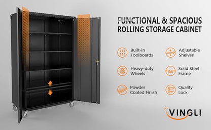 VINGLI Upgraded Wide & Deep Garage Storage Cabinet, Metal Storage Cabinet