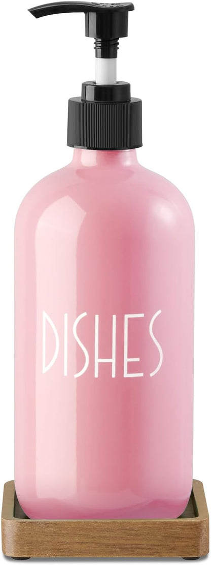 Pink Glass Dish Soap Dispenser
