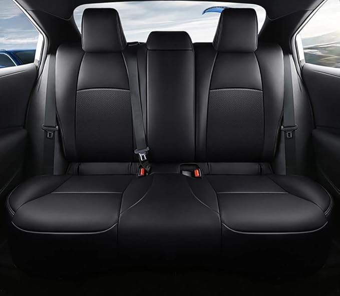 CocheFamilia Custom Fit Corolla Car Seat Covers for Select Toyota Corolla 2023 2024 2025 Hybird SE & 2023 2024 Hybird Nightshade - Full Set,Leather(Black)