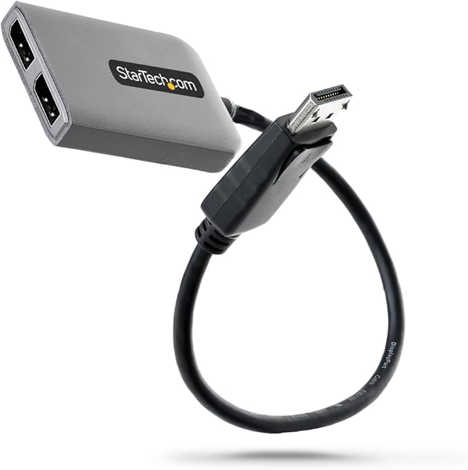StarTech.com 2-Port DisplayPort 1.4 Splitter, DP to 2x DP Multi-Monitor Adapter