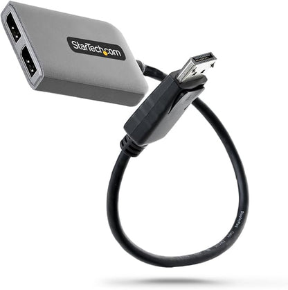 StarTech.com 2-Port DisplayPort 1.4 Splitter, DP to 2x DP Multi-Monitor Adapter