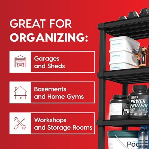 IRIS USA Plastic Storage Shelves |Made in USA| 56"H x 36"W x 18"D - Black