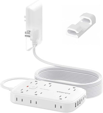 25FT Extension Cord with Outlet Cover & Multi USB, Ultra Thin Outlet Concealer