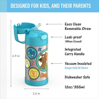 THERMOS FUNTAINER Water Bottle with Straw, 12oz, Scooby-Doo