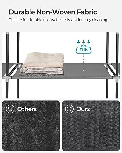 SONGMICS Portable Closet with Cover, 4 Hanging Rods and Shelves