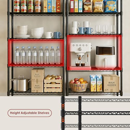 Simple Deluxe 5-Tier Heavy Duty Adjustable Shelf with Wheels, 23.23”W x 13.39”D x 59.45”H,Metal Storage Rack, Easy Tool-Free Assembly for Garage, Warehouse, Basement, Laundry, Black
