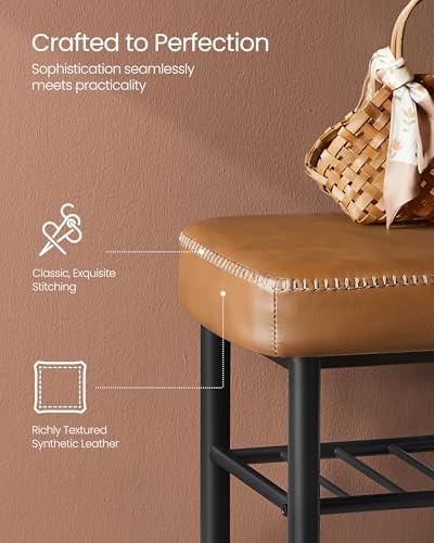 VASAGLE Shoe Bench, Synthetic Leather with Stitching, Loads 300 lb